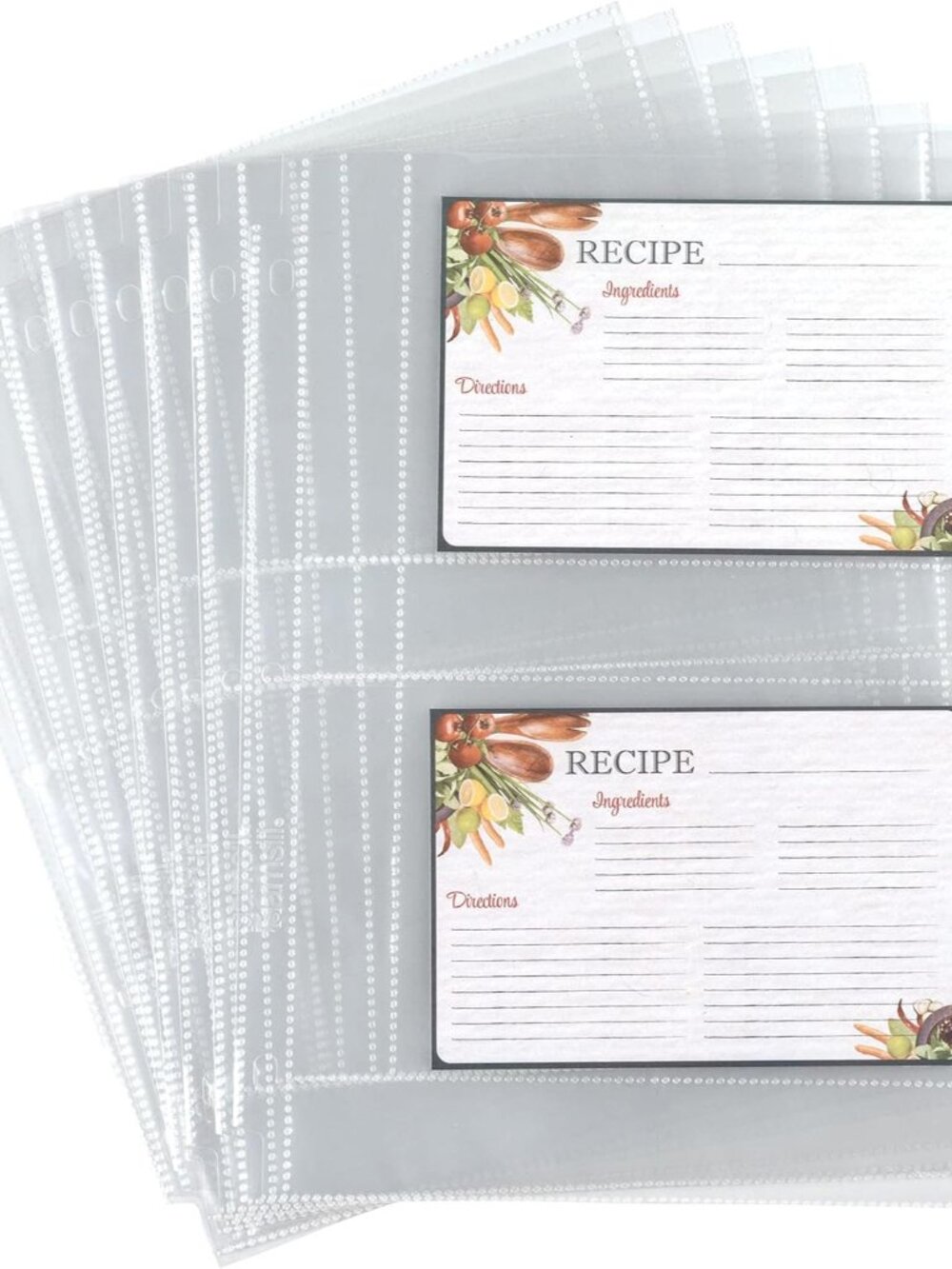 8.5 x 11 Inch Recipe Card Page Protectors, 25 Count - 2 Pocket Side Loading Shee